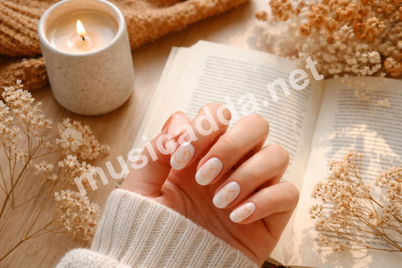 White pumpkin outline nails pinterest look