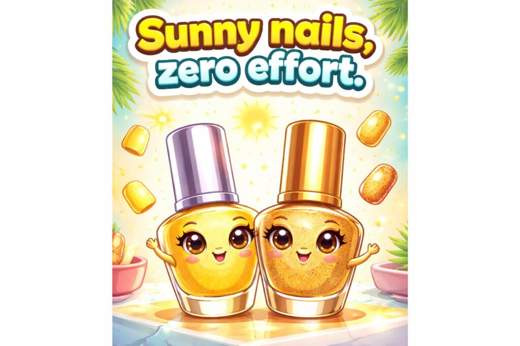 Yellow and gold summer manicure hero
