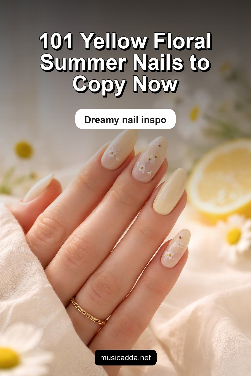 Pinterest image for 101 Dreamy Yellow Floral Summer Nails Inspo You’ll Want to Copy Immediately
