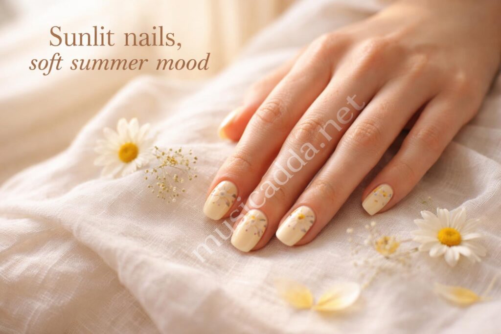 Yellow floral summer nails hero bloom