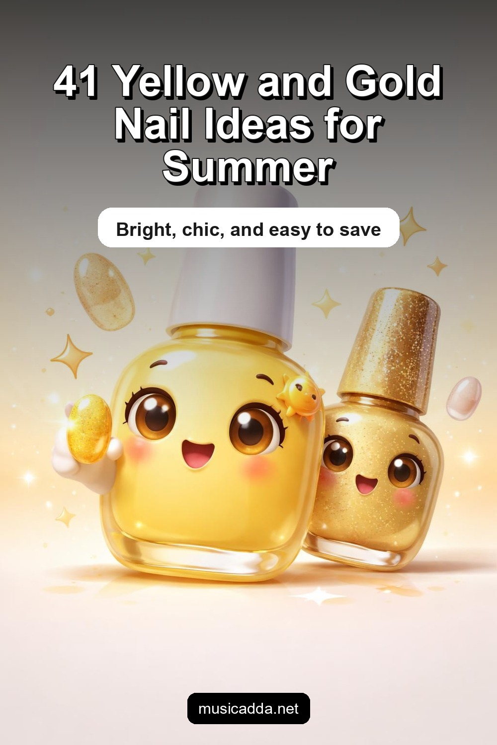 Pinterest image for 41 Yellow and Gold Nail Ideas for a Chic Summer Manicure That Stands Out