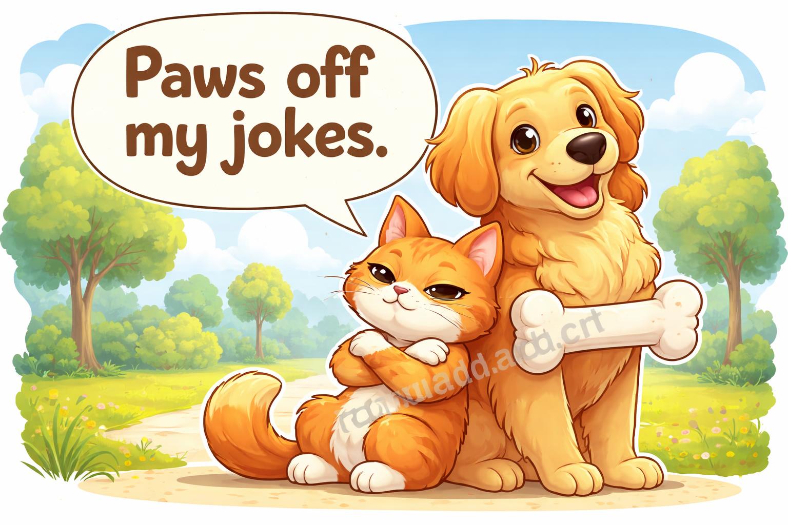 Animal puns dog cat cartoon joke