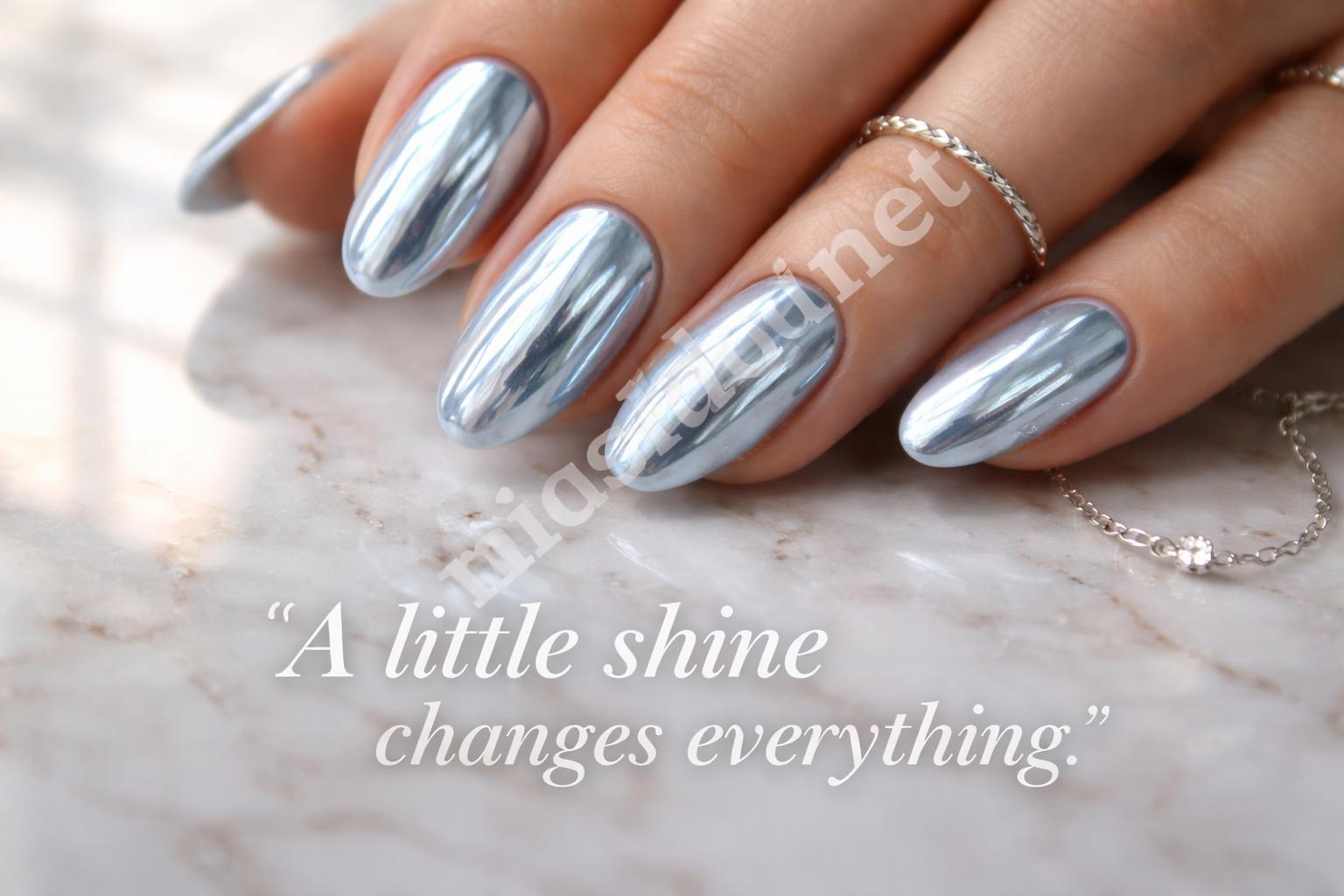 Baby blue chrome nails pinterest style