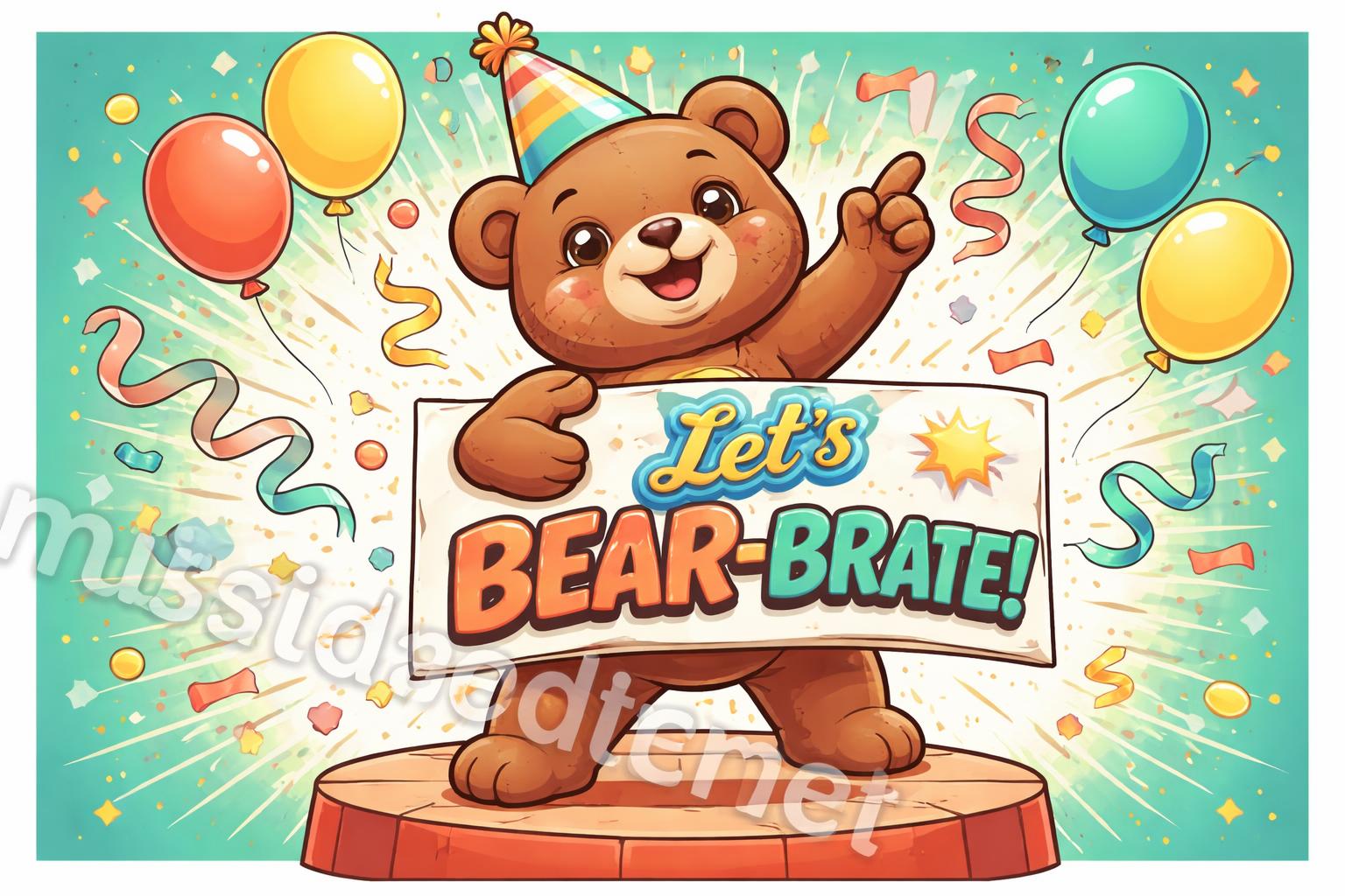 Bear brate party sign
