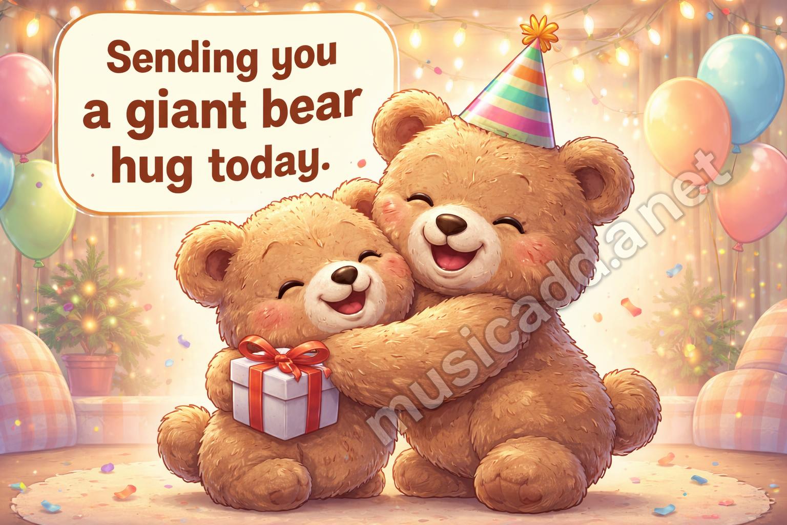 Bear hug birthday captions