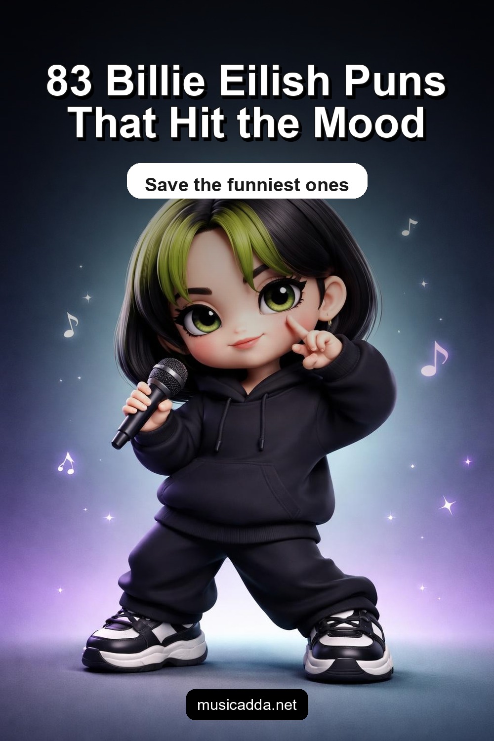 Pinterest image for 83 Billie Eilish Puns That Are Bad-Guy Approved