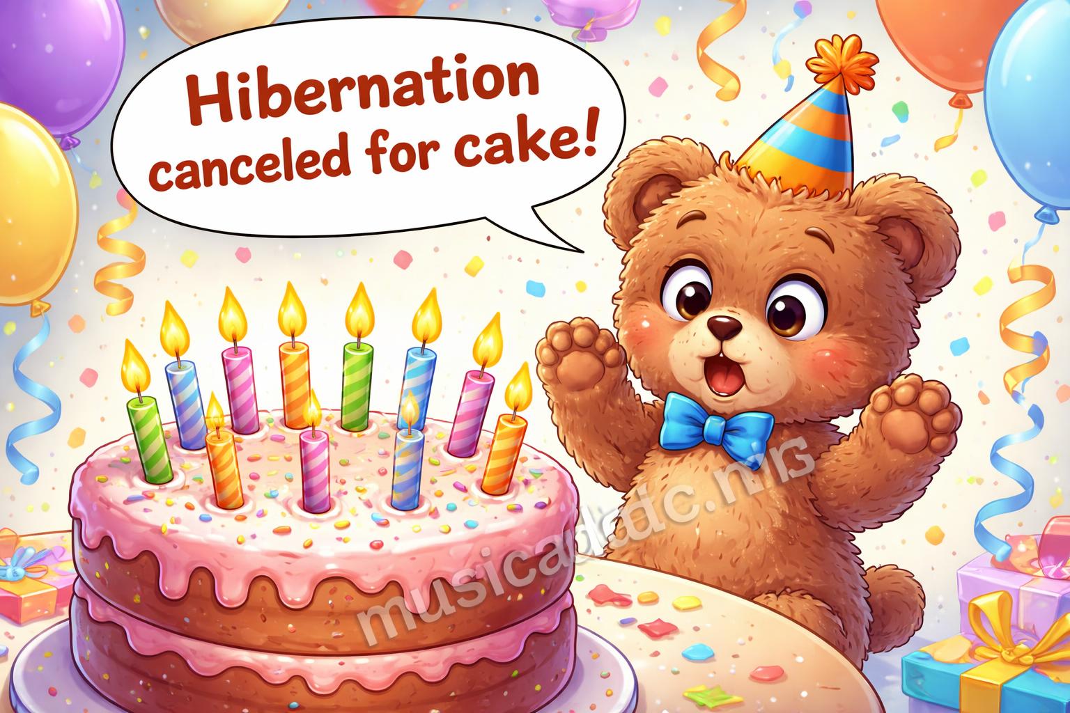 Birthday bear cake reaction