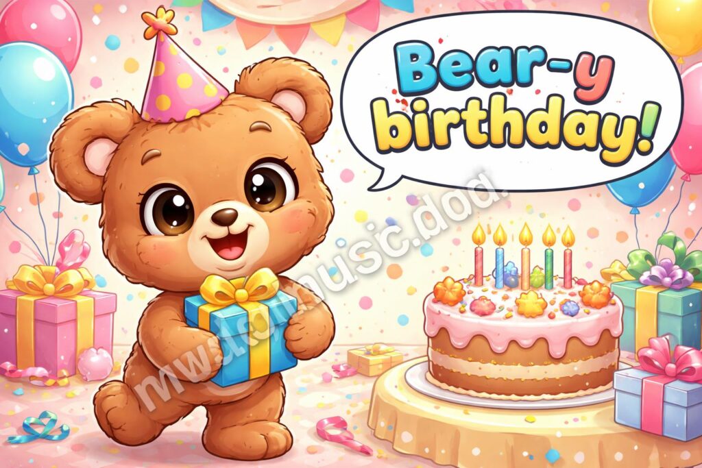 Birthday bear puns hero card