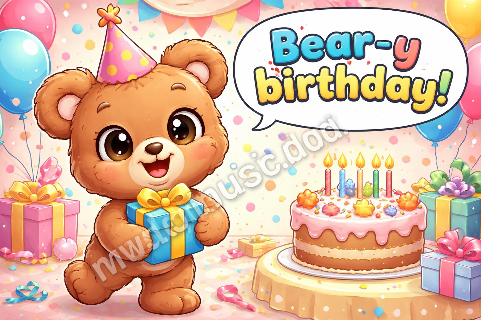 Birthday bear puns hero card