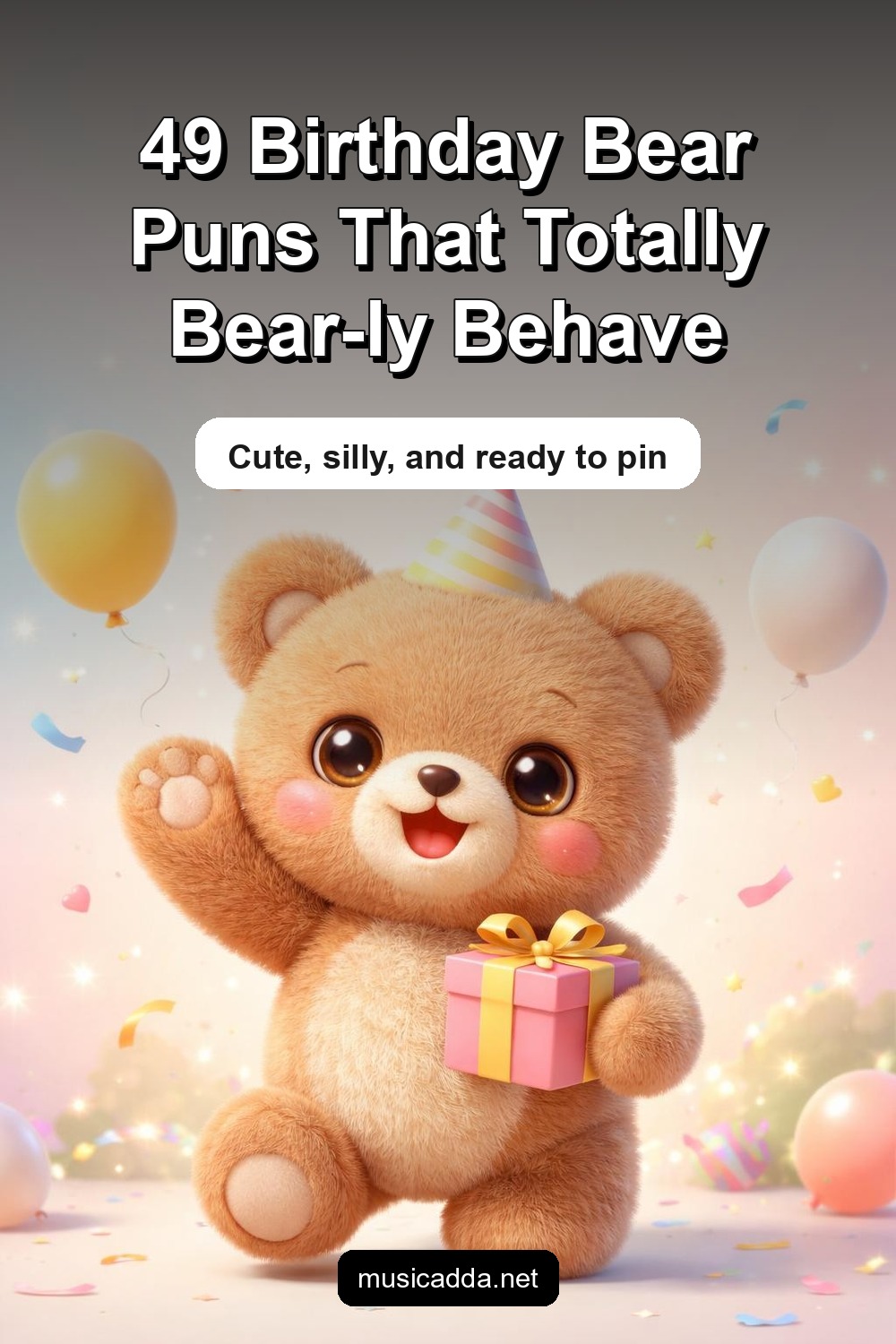 Pinterest image for 49 Birthday Bear Puns for a Bear-y Happy Celebration