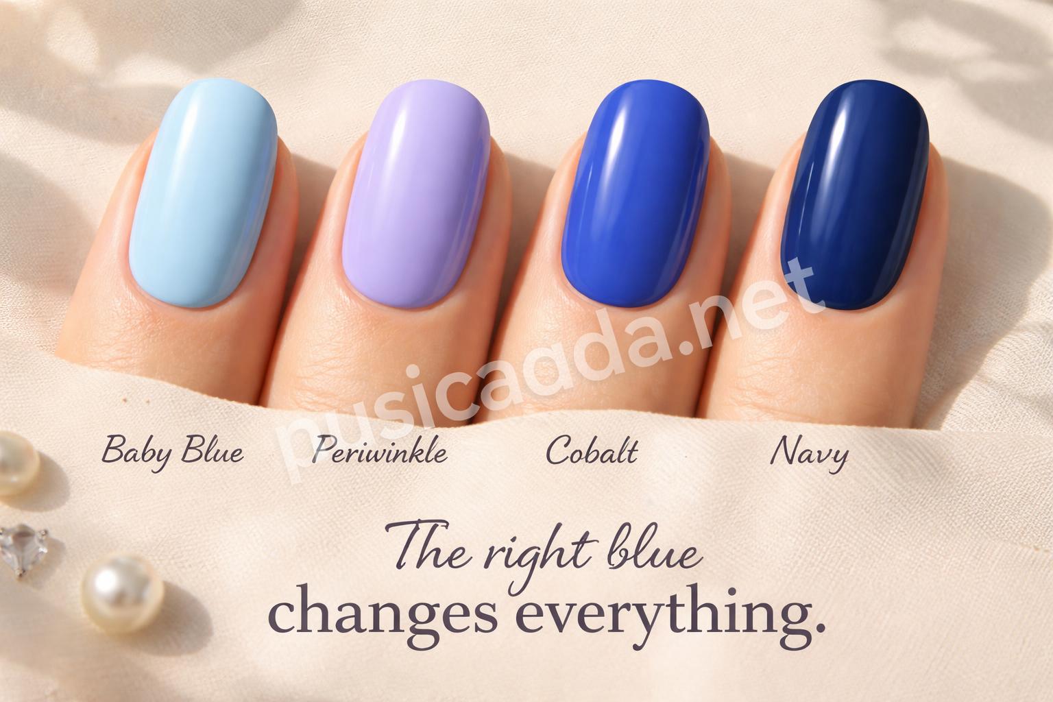 Blue nail color comparison