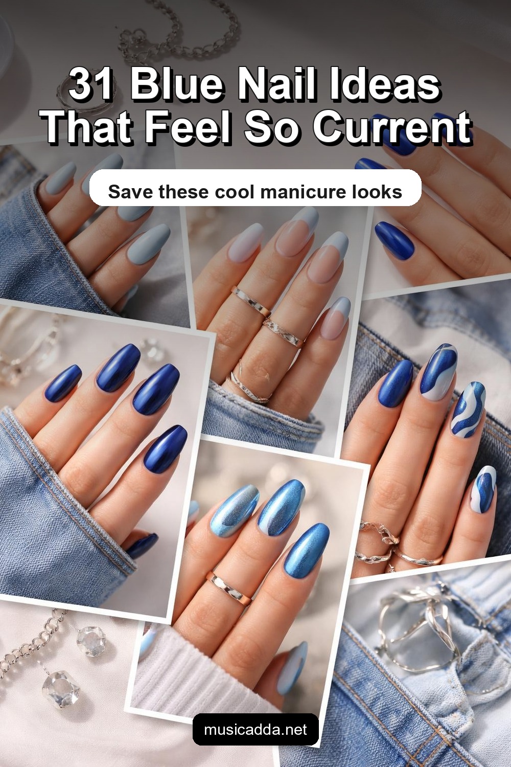 Pinterest image for 31 Blue Nail Ideas From Pinterest for a Cool, Trendy Manicure