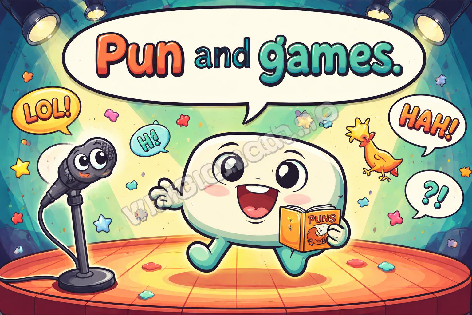 Clever puns hero cartoon joke poster