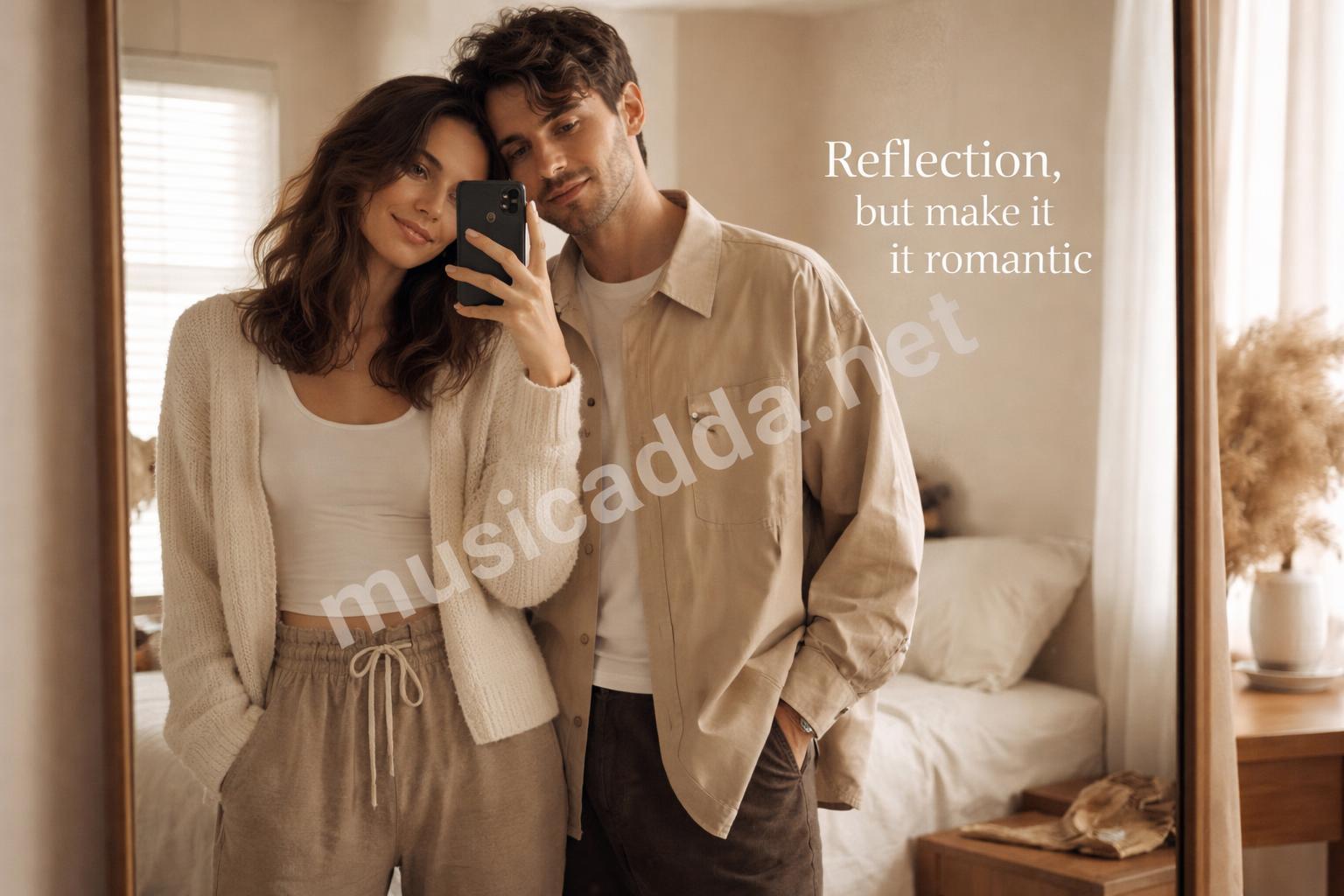 Couple mirror selfie aesthetic caption