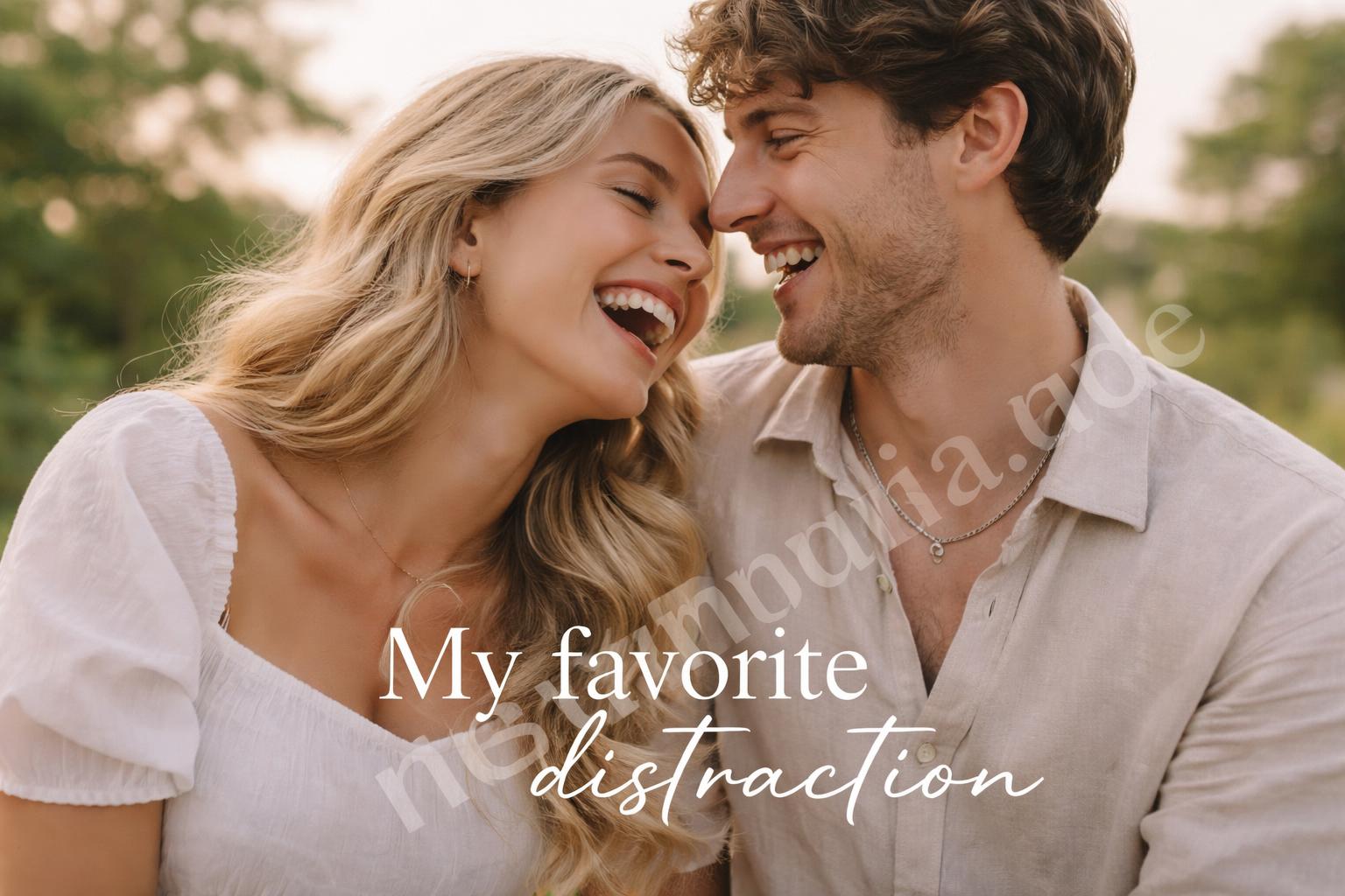 Cute romantic phone photo couple laughing