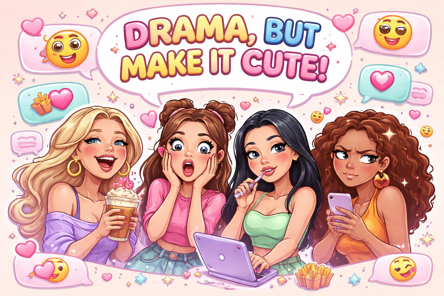 Funny girls chat pastel collage