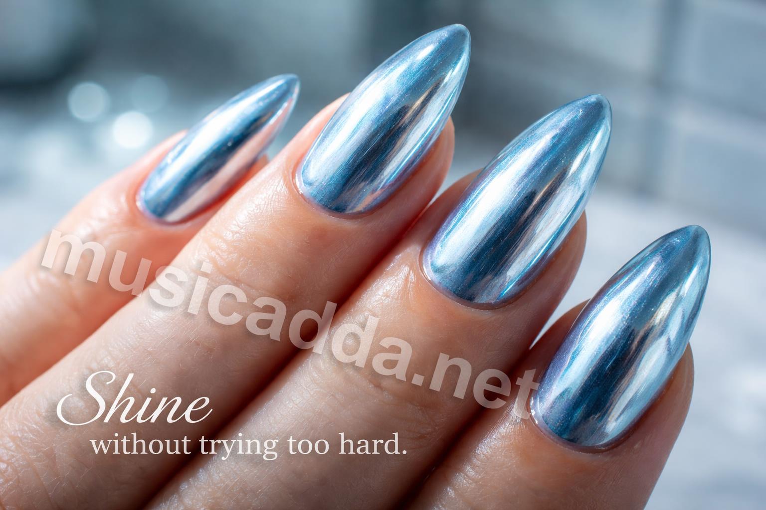 Ice blue chrome closeup