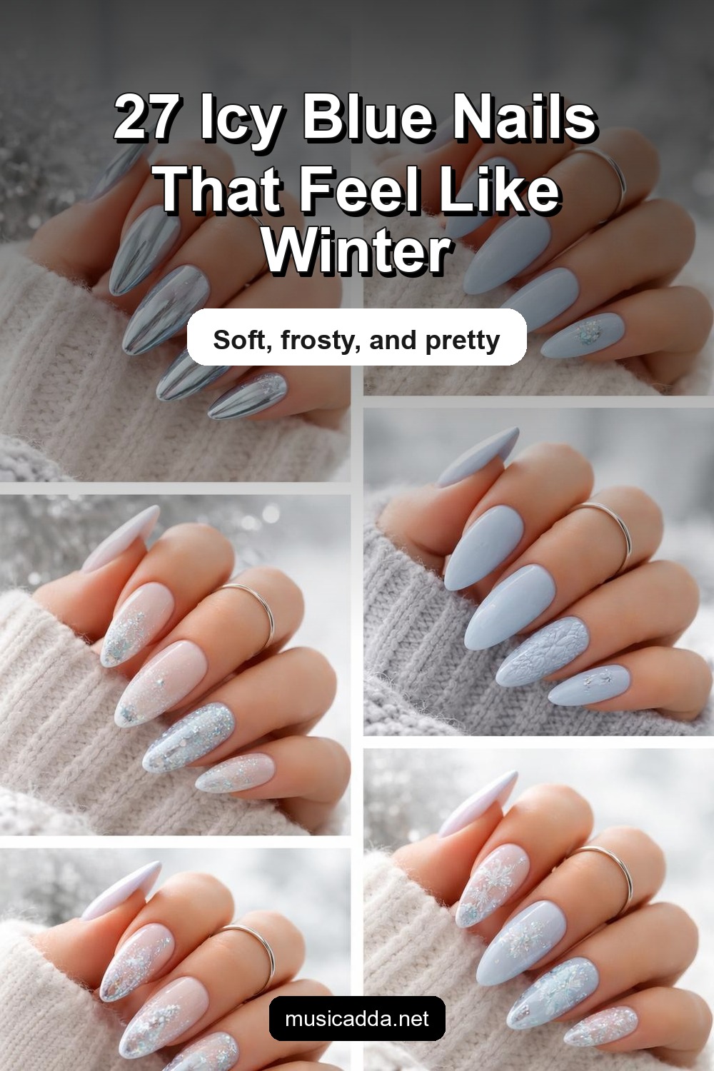 Pinterest image for 27 Icy Blue Pinterest Nails That Look Like a Winter Wonderland