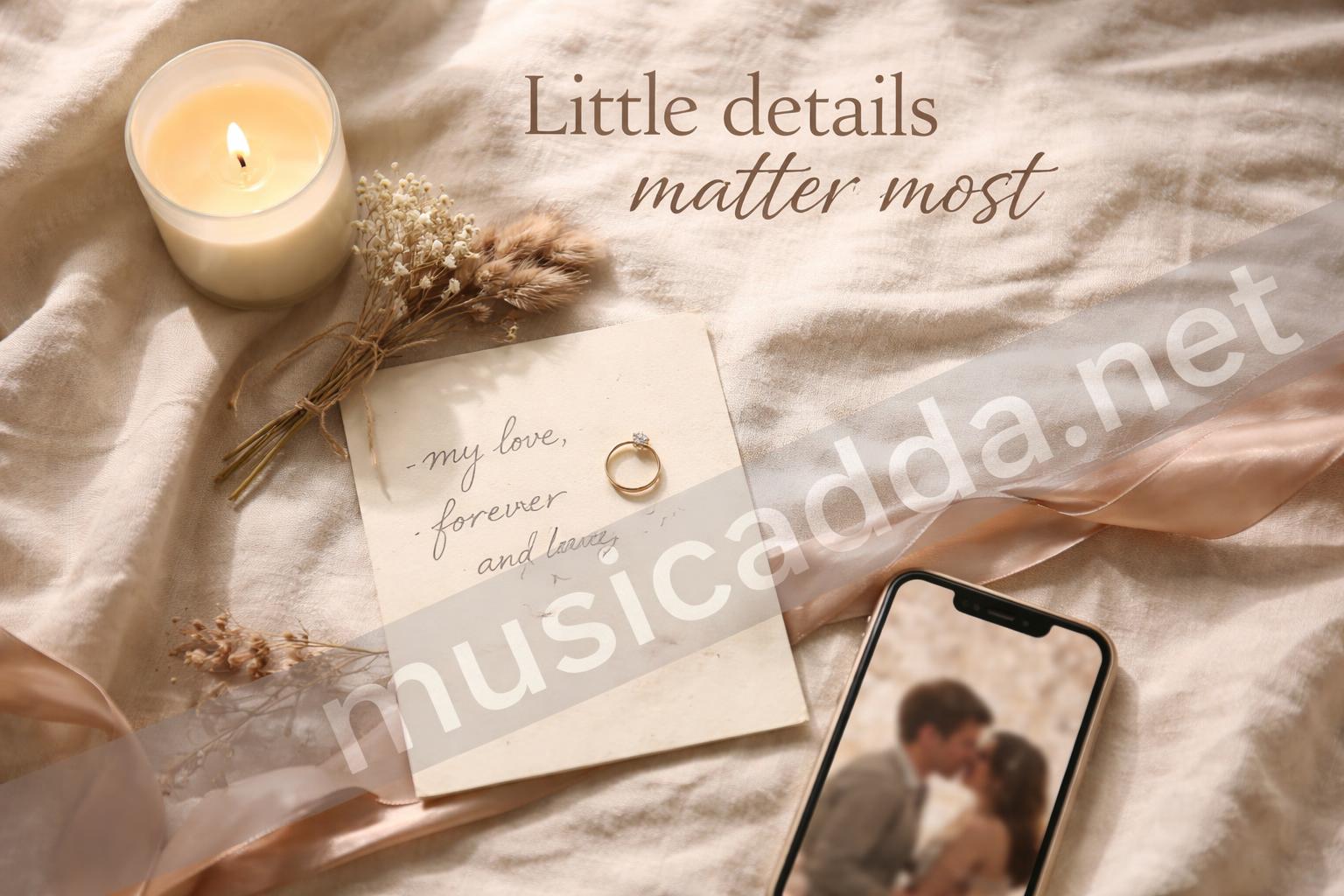 Romantic aesthetic flat lay love note mood