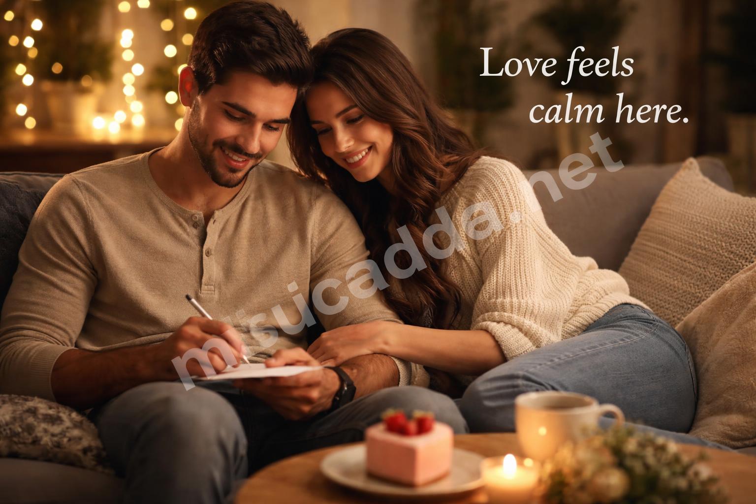 Romantic valentines couple notes