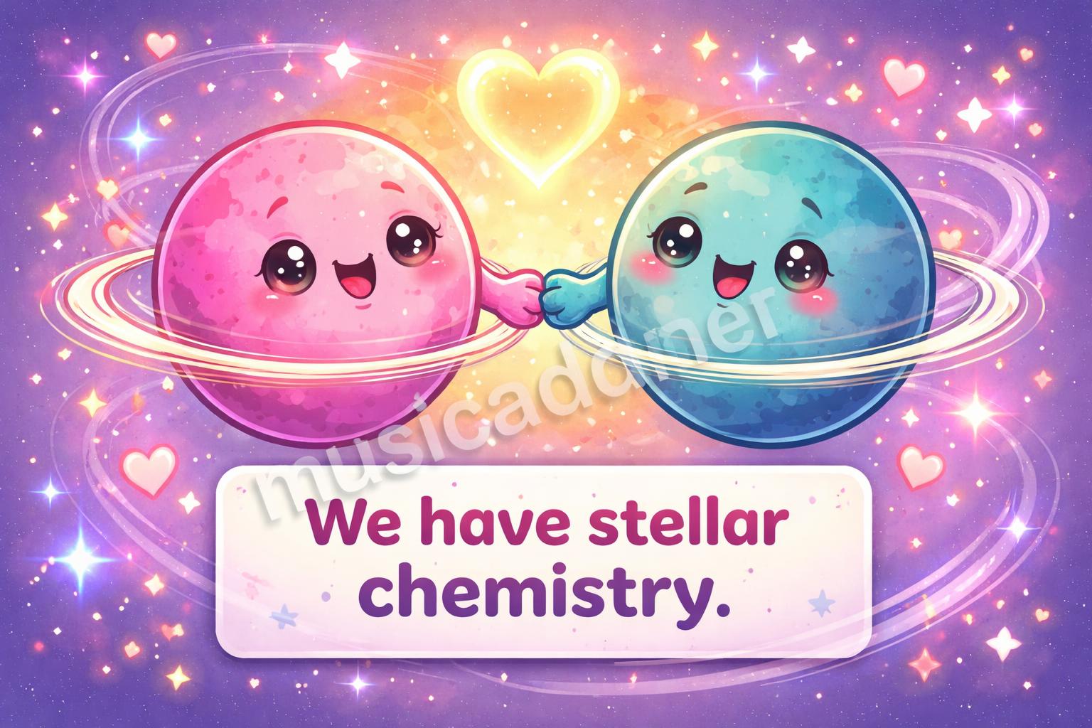 Space love pun planet couple cartoon