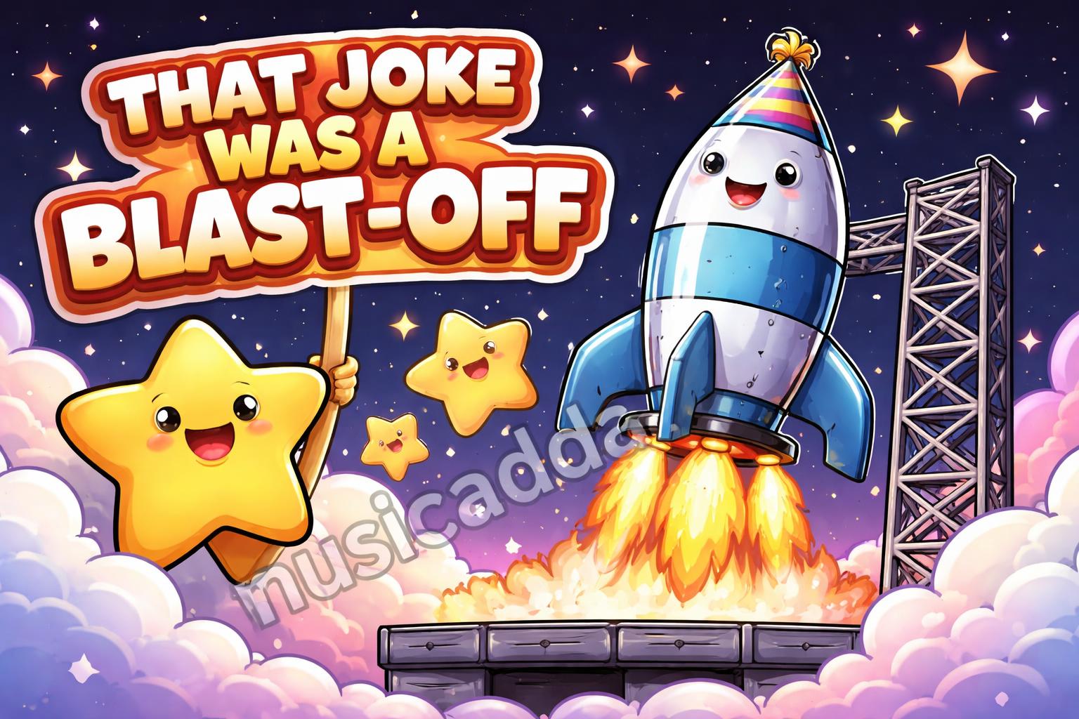 Space pun rocket launch caption
