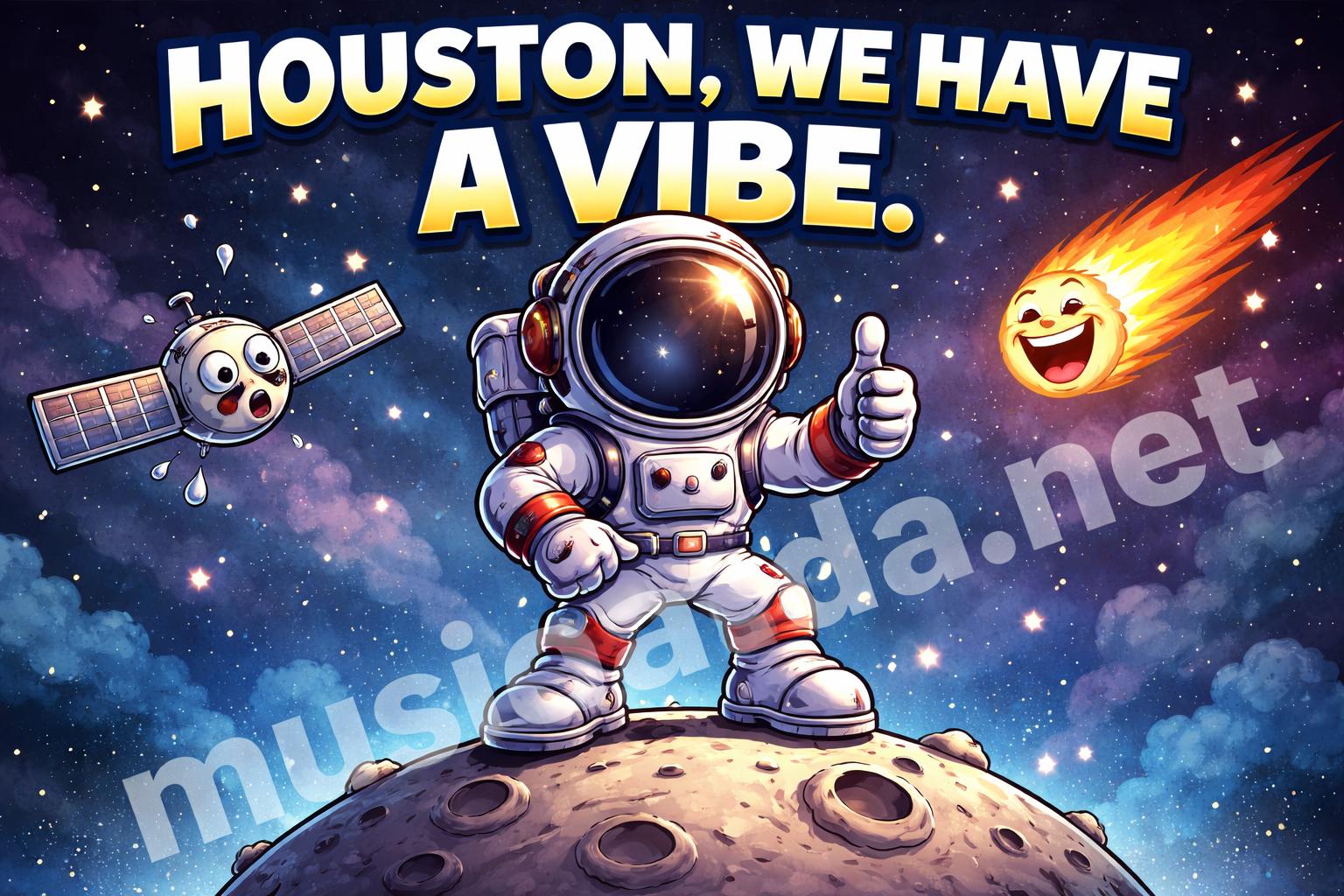Space puns houston we have a vibe cartoon